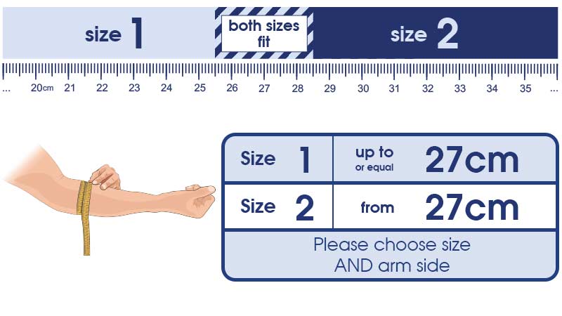 masalo_cuff_MED_size Size chart for Masalo cuff MED against tennis elbow, golfer's elbow